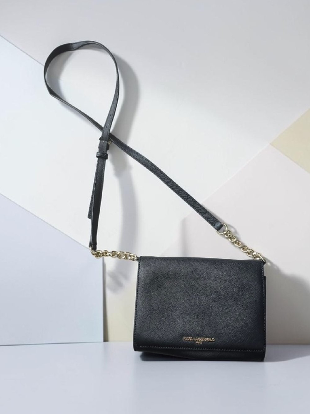 Karl Lagerfeld Simone Leather Crossbody with Gold Chain